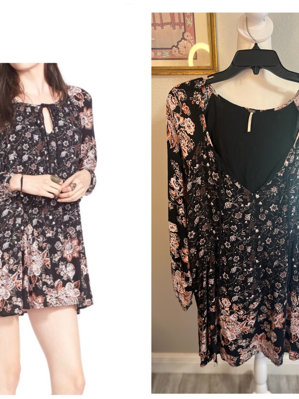 Free People Lucky Loosie Floral Swing
Dress, Large Pink And Black